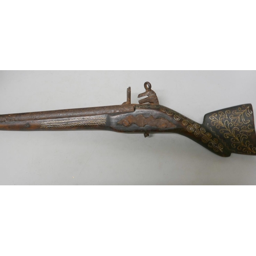 783 - An Ottoman Empire children's flintlock rifle, recovered from a farmhouse in Belgium prior to demolit... 