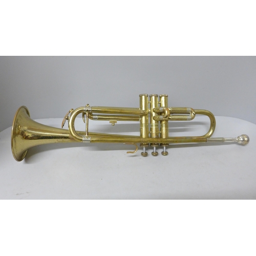 784 - A trumpet, marked Rose-Morris, London, 'Kansas', made in Czechoslovakia, cased