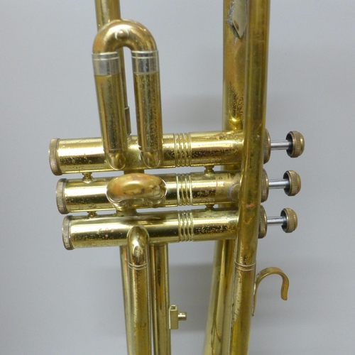 784 - A trumpet, marked Rose-Morris, London, 'Kansas', made in Czechoslovakia, cased