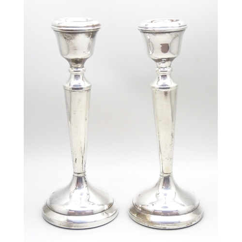 799 - A pair of silver candlesticks, Birmingham marks, 16cm