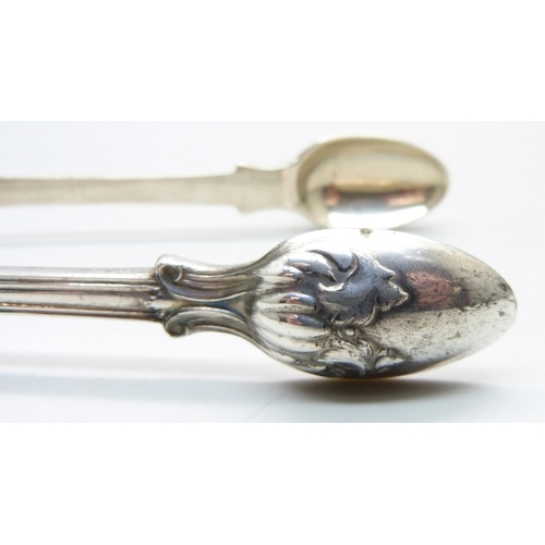 807 - A pair of Victorian silver sugar bows, crested, London 1854, 70g