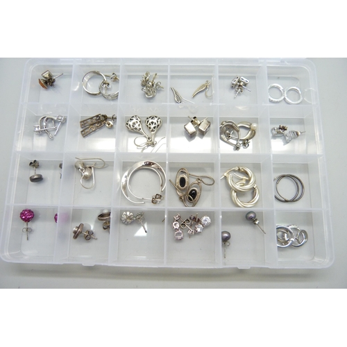 808 - Twenty-four pairs of silver earrings