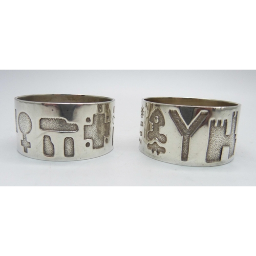 809 - Two Irish silver napkin rings, Michael D Hilliar, 62g