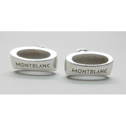 839 - A pair of 925 silver Mont Blanc Germany cufflinks, with box, a pair of hallmarked silver and enamell... 