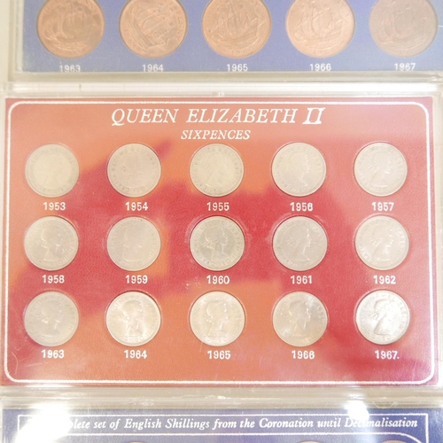 847 - Six coin sets, 5x Elizabeth II and one farthings set