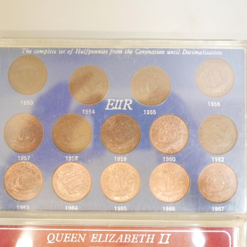 847 - Six coin sets, 5x Elizabeth II and one farthings set