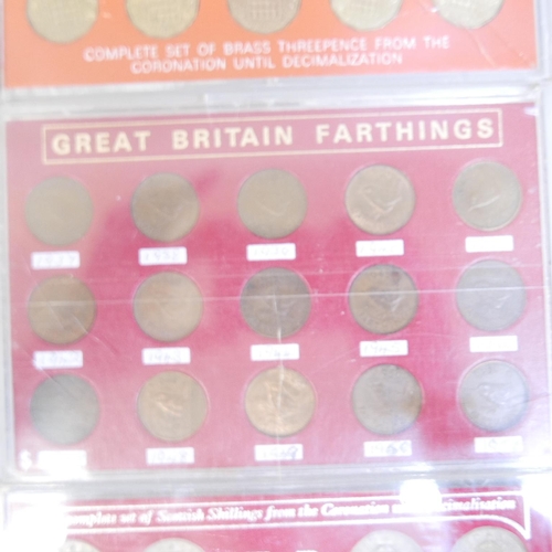 847 - Six coin sets, 5x Elizabeth II and one farthings set