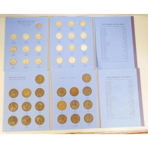 851 - A full set of English and Scottish shillings 1937-1951 (30 coins), 1901 to 1929 copper penny run