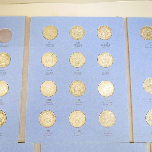 851 - A full set of English and Scottish shillings 1937-1951 (30 coins), 1901 to 1929 copper penny run