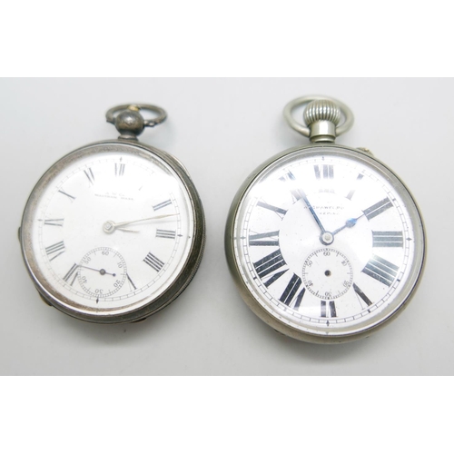 881 - A Victorian Waltham pocket watch, Birmingham 1890 and one other pocket