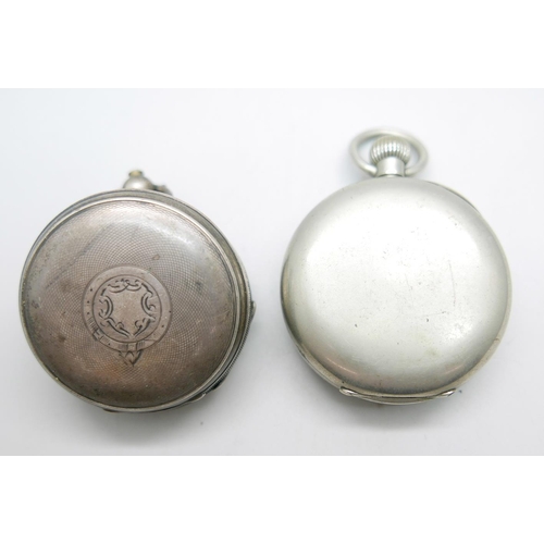 881 - A Victorian Waltham pocket watch, Birmingham 1890 and one other pocket