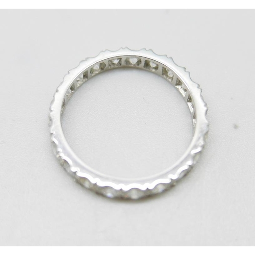 886 - A platinum and diamond eternity ring, 3g, L, (marked plat on side)