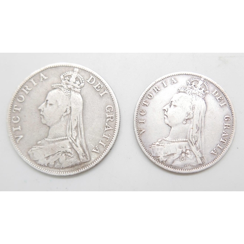 924 - An 1888 double florin and an 1887 half-crown