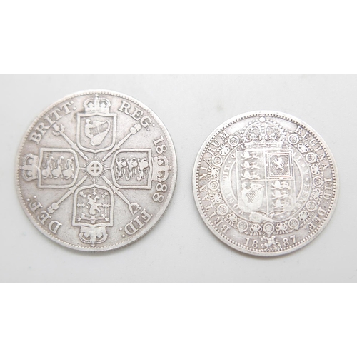 924 - An 1888 double florin and an 1887 half-crown