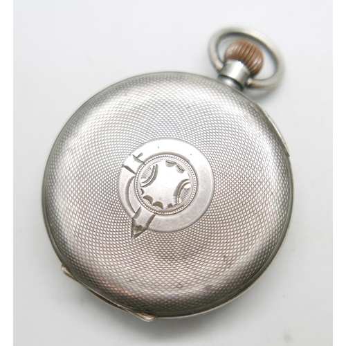 927 - A silver cased 8-days pocket watch, London import mark for 1919, the inner case also marked 1781, di... 