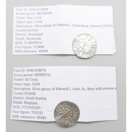 928 - Two Edward I silver pennies