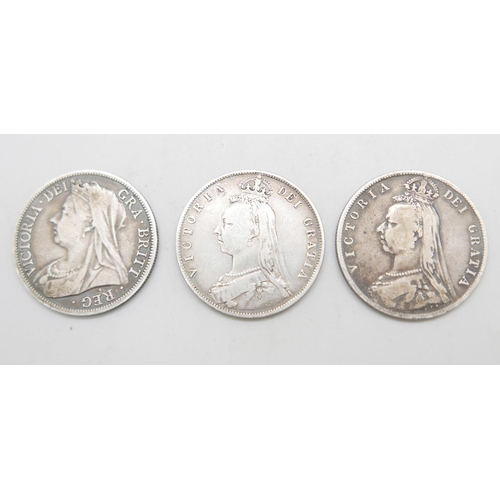 929 - Three silver half-crowns, 1887, 1890 and 1897