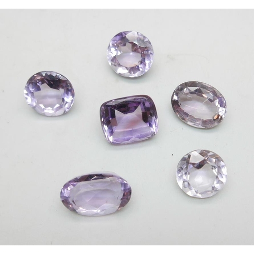 938 - Six unmounted amethysts, 25g