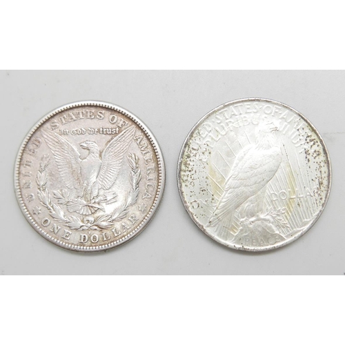 945 - Two silver US Dollars, 1921 and 1928