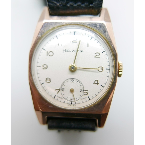 964 - A gentleman's 9ct gold Helvetia wristwatch, London 1946, 25mm case