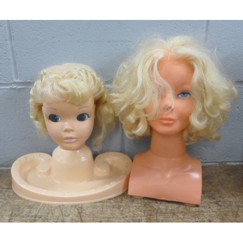 981 - Two Sindy styling head girl's toys, vintage one boxed, one boxed Muneco musical toy, thre Madryn min... 