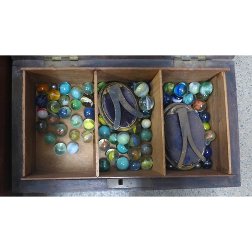 990 - A Jewish box, wooden box, plated salver and a carved Chinese wooden box with marbles **PLEASE NOTE T... 