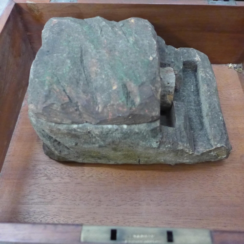 990 - A Jewish box, wooden box, plated salver and a carved Chinese wooden box with marbles **PLEASE NOTE T... 