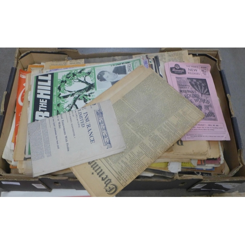 995 - A box of ephemera, newspapers, sheet music, etc. **PLEASE NOTE THIS LOT IS NOT ELIGIBLE FOR POSTING ... 