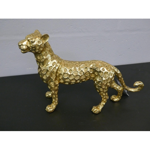 1319 - A resin gold standing leopard - H21cms (66245610)