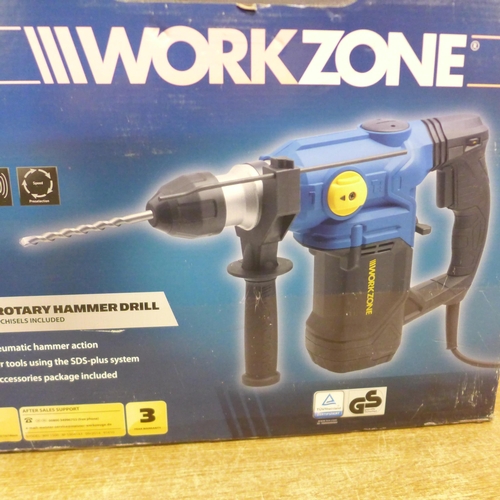 2003 - A Workzone 1500w rotary hammer drill with SDS bit setin carry case - sealed in original packaging