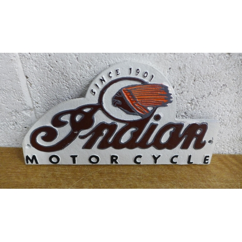 2076 - A domed Indian motorcycle plaque * this lot is subject to VAT