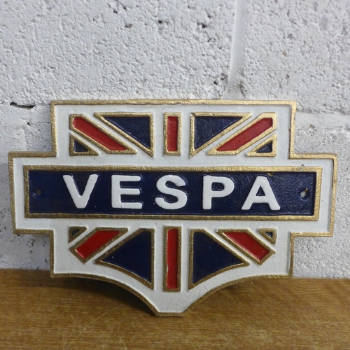 2077 - A Vespa UK flag plaque * this lot is subject to VAT