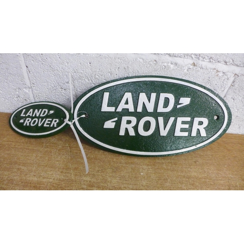 2079 - 2 Land Rover plaques - one large and one small * this lot is subject to VAT