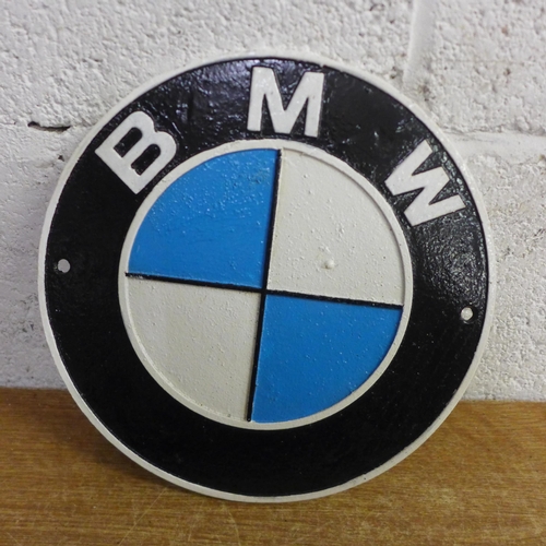 2080 - A BMW cast iron wall plaque * this lot is subject to VAT