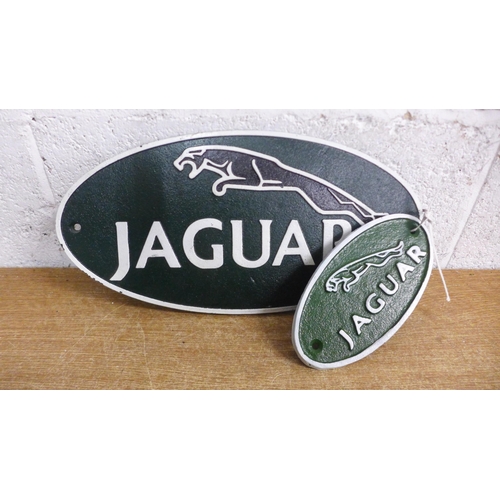 2088 - 2 Jaguar plaques - one large and one small * this lot is subject to VAT