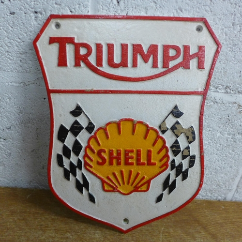 2102 - A Triumph Shell sign * this lot is subject to VAT