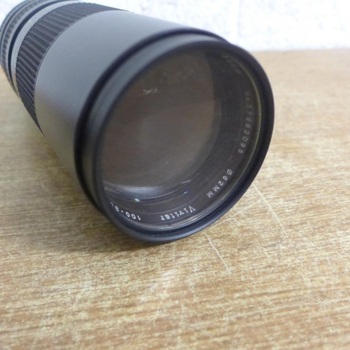 2129 - A Minolta XG-2 35mm film camera, additional 100-30mm lens, 80-200mm lens, Vivitar teleconverter and ... 