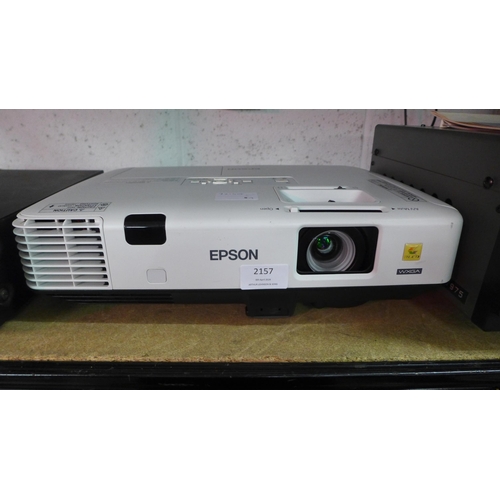 2157 - An Epson (H474B) LCD projector with HDMI, monitor in and out data point USB and lan ports