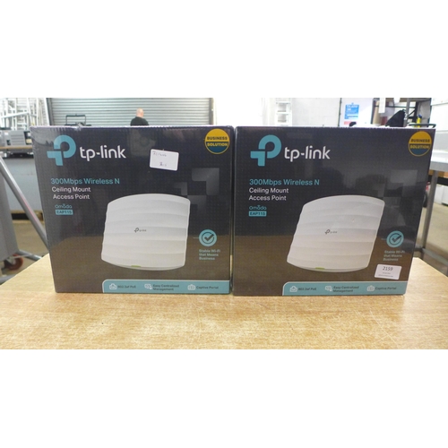 2159 - Two TP-Link (EAP115) 300mbps wireless ceiling mounted access points - sealed in box