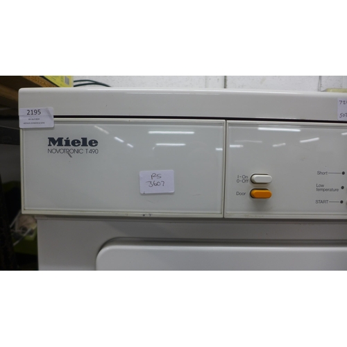 2195 - A Miele Novotronic T490 free standing front load tumble dryer