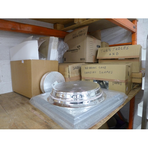 2236 - A large amount of cake making equipment including - cake tins, cake stands, food boxes, cake shapes,... 