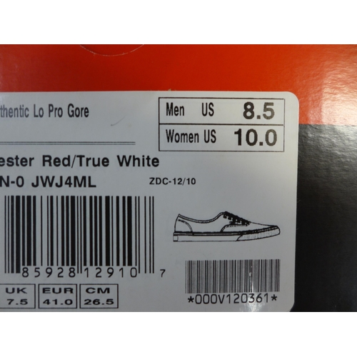 2298 - A pair of Vans jester red/true white slip on trainers, US men's size 8.5/ women's US size 10 - unwor... 