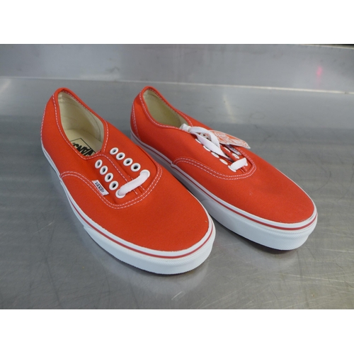 2299 - Two pairs of Vans Authentic red lace up trainers; women's 8.5/men's 7.0 - unworn in box