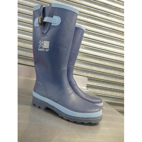 2301 - Three pairs of Wellington boots; Karrimor high top in blue, size 6, Peter Storm blue and pink size 6... 