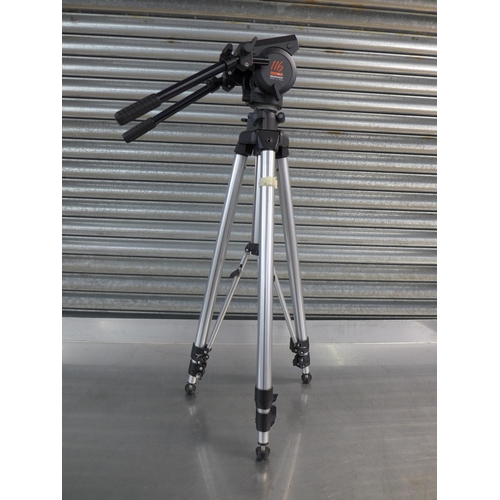 2306 - 2 Camera tripods; a Manfrotto ART075 professional and Manfrotto 117 with a set of dolly wheels