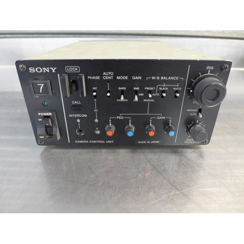 2314 - A Sony (CCU-M3P) 12v/6w camera control unit, a Sony (AC-500CE) AC power adaptor and a Sony (CMA-8CE)... 