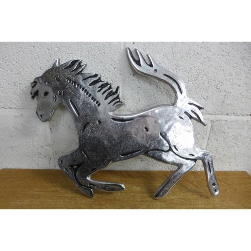 2051 - An aluminium prancing horse sign * this lot is subject to VAT
