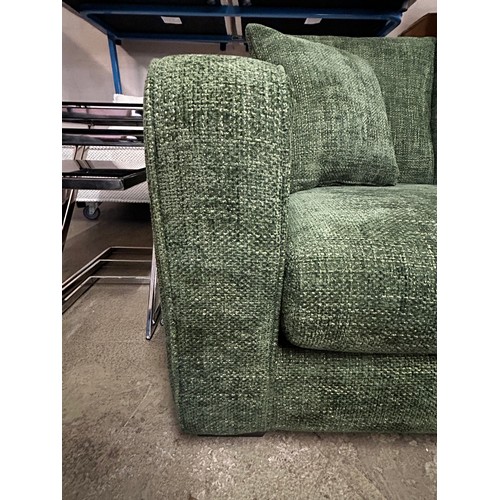 1510 - A Hopsack Green Fabric Two seater sofa