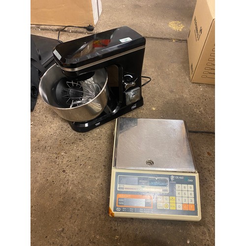 2357 - A Neu black and chrome kitchen mixer and set of Herbert DS460 eletric weigh scales