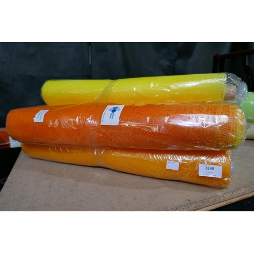 3396 - Six 50 x 9m rolls, yellow & orange craft mesh